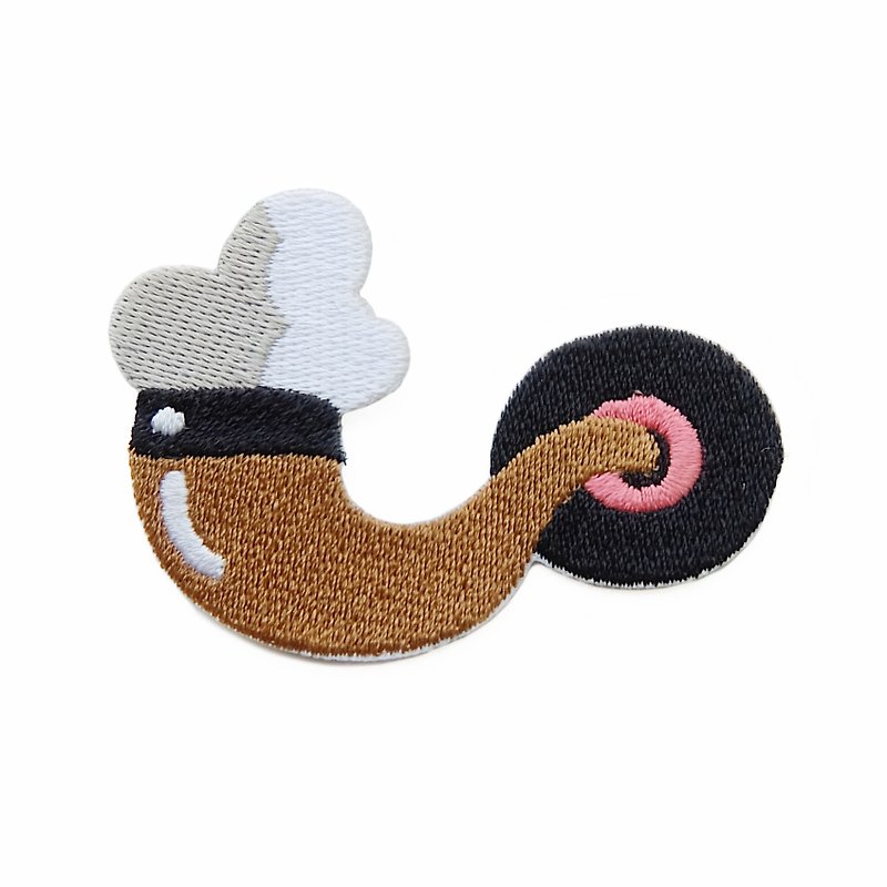 Papa pipe - embroidered patch - Badges & Pins - Thread Brown