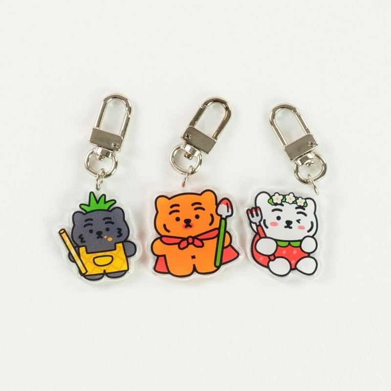 Lying Fat Tiger Fruit Shape Blind Bag Acrylic Keychain/Pendant - Keychains - Acrylic Multicolor