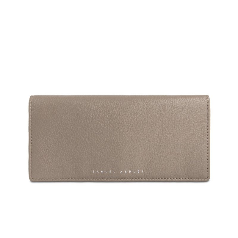 【Festive Gifting】Emerson Long Leather Wallet - Etoupe | Unisex Style - กระเป๋าสตางค์ - หนังแท้ สีเทา