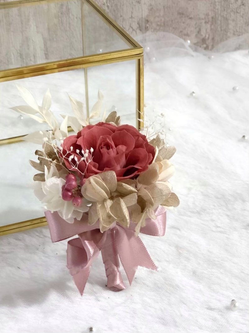 Preserved flower corsage for wedding|Bride and groom|Official person|Best man and bridesmaid|Never withered flower|Drying| - Corsages - Plants & Flowers Pink