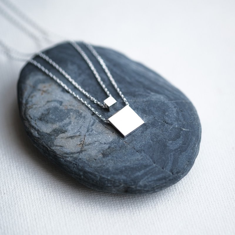 2コset) 四角形 ペア ネックレス シルバー925 - 項鍊 - 其他金屬 黃色