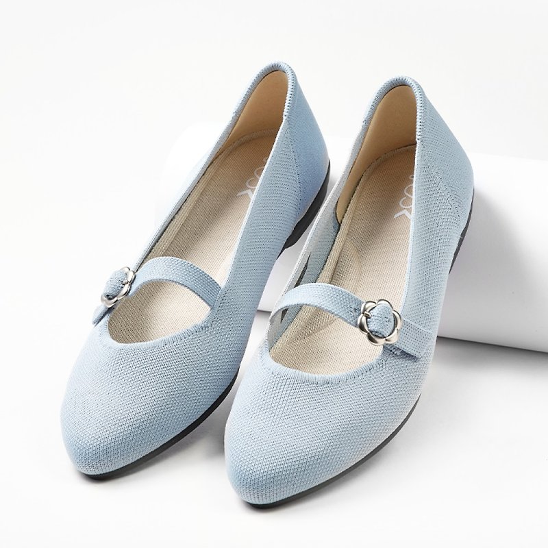 Hepburn Flats Dusty Green - Mary Jane Shoes & Ballet Shoes - Polyester Blue
