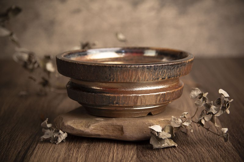 Wood-fired flying planer pattern∣Wheel wide mouth basin∣handmade pots, pottery - Plants - Pottery Gold