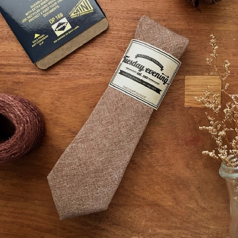 Necktie Sand Beige OS - Ties & Tie Clips - Cotton & Hemp Brown