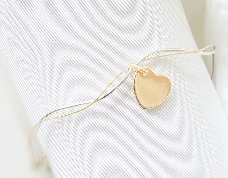 Heart Bracelet / Bracelet (Sterling Silver + KC Gold) - สร้อยข้อมือ - เงิน สีทอง