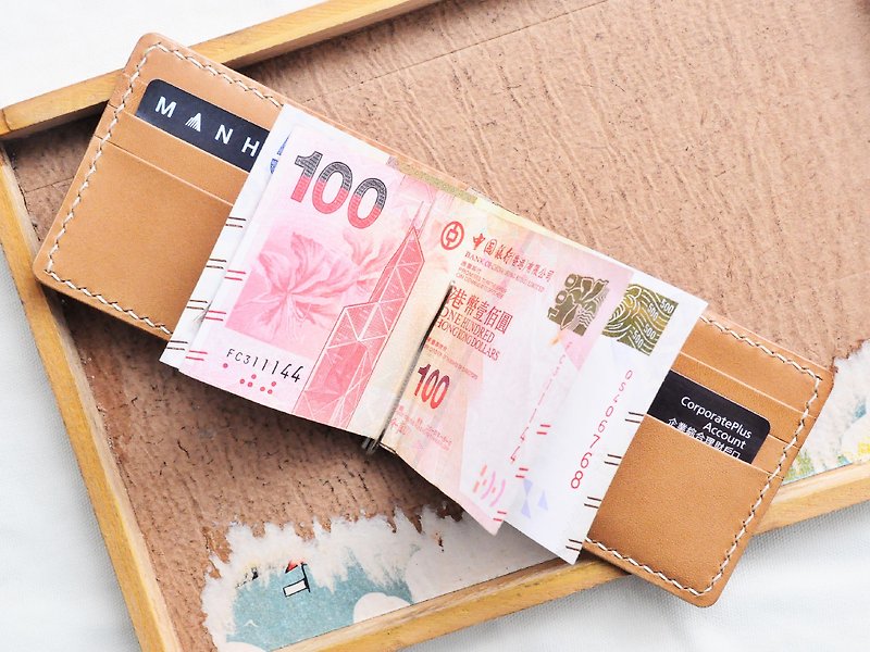 6-card note holder-well-stitched leather material bag wallet Italian leather vegetable tanned leather leather DIY - เครื่องหนัง - หนังแท้ สีนำ้ตาล
