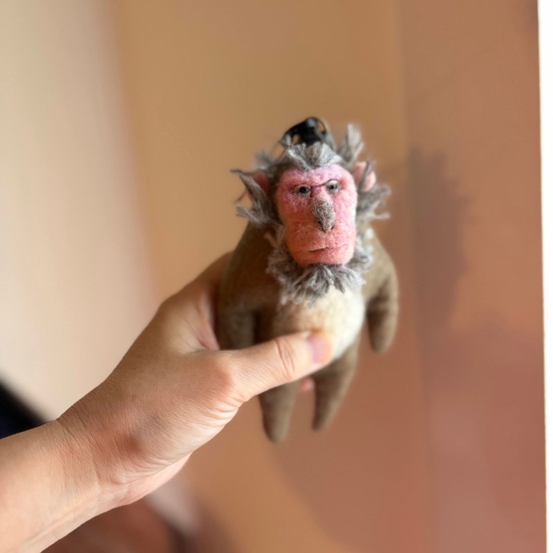 ヤクシマザルのキーホルダー - キーホルダー・キーケース - ウール カーキ