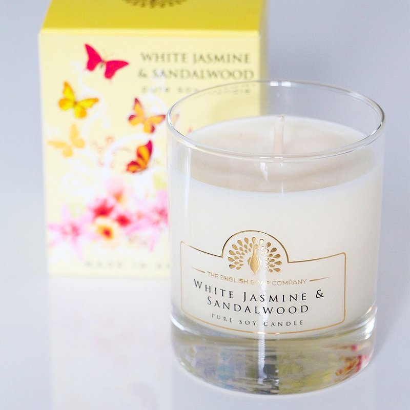 Made in the UK [A must-have for gift giving] Natural plant scented candle - white jasmine and sandalwood - เทียน/เชิงเทียน - ขี้ผึ้ง หลากหลายสี