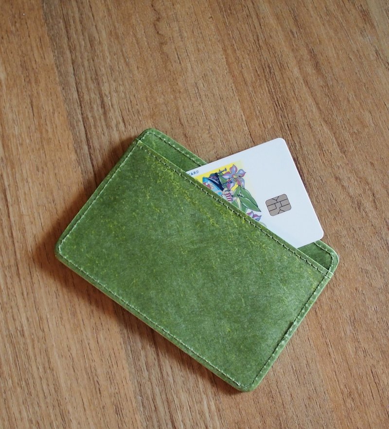 Paper-like card holder in three colors: deep sea blue, matcha, green cherry and pink. - ID & Badge Holders - Other Man-Made Fibers Green