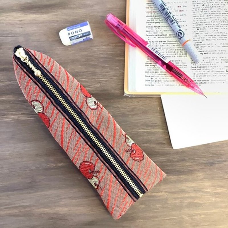 apple pattern pencil case - กล่องดินสอ/ถุงดินสอ - วัสดุอื่นๆ สีแดง