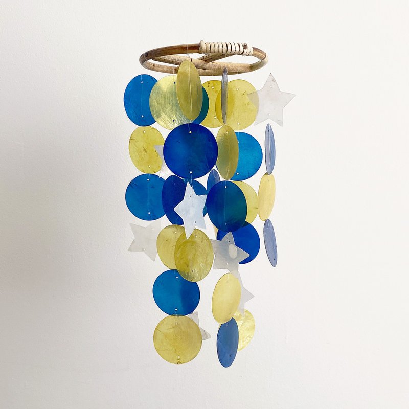 DIY-KIT|Santa Off. Boutique(S)-Green-Circle|Capiz Shell Wind Chime Mobile|#0-517 - 其他 - 貝殼 藍色
