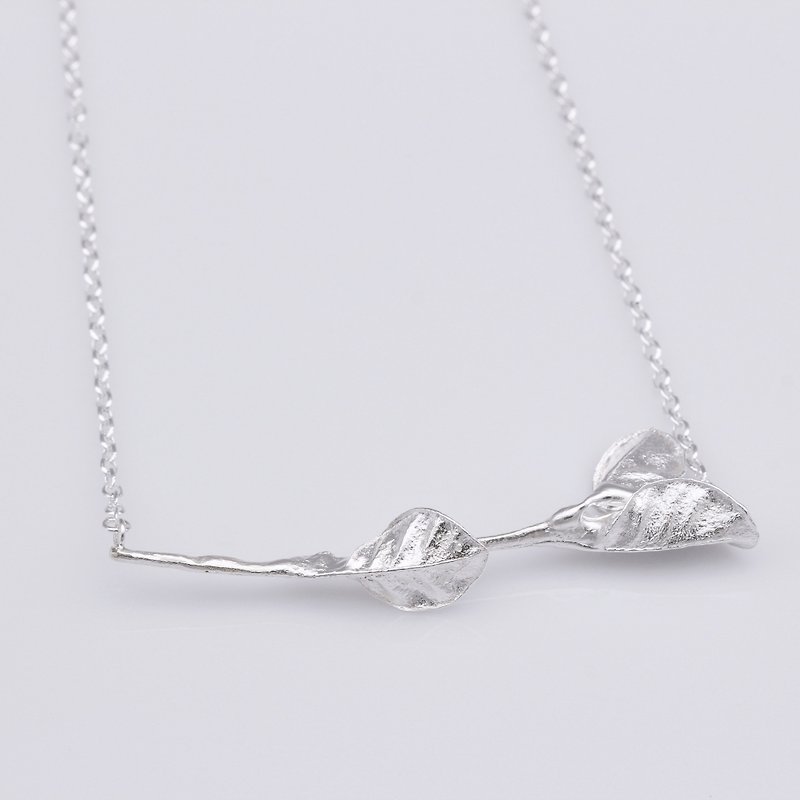 Leaf Silver Necklace - Nature Plant - Necklaces - Other Metals Silver