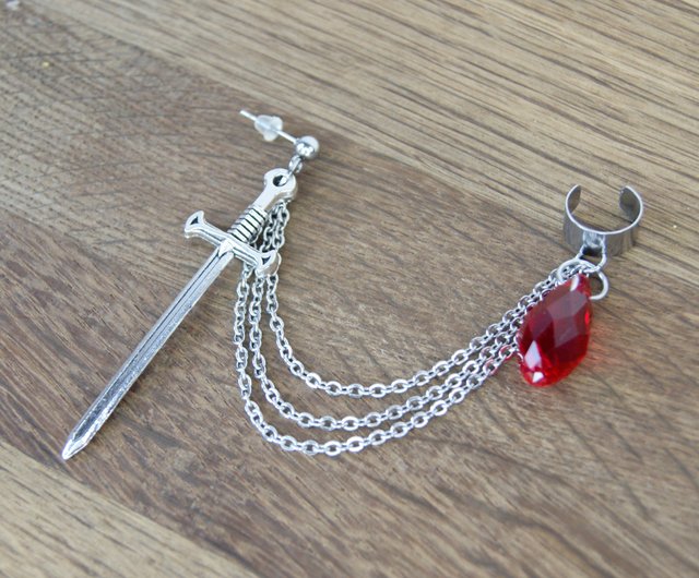 Sword Drop Earrings for Women Silver Dagger Cross Earring Ruby Stud Tassel  Pendant Earring Punk Gothic Knife Spike Earrings Vintage Prom Jewelry Gift  (Silver) - Yahoo Shopping