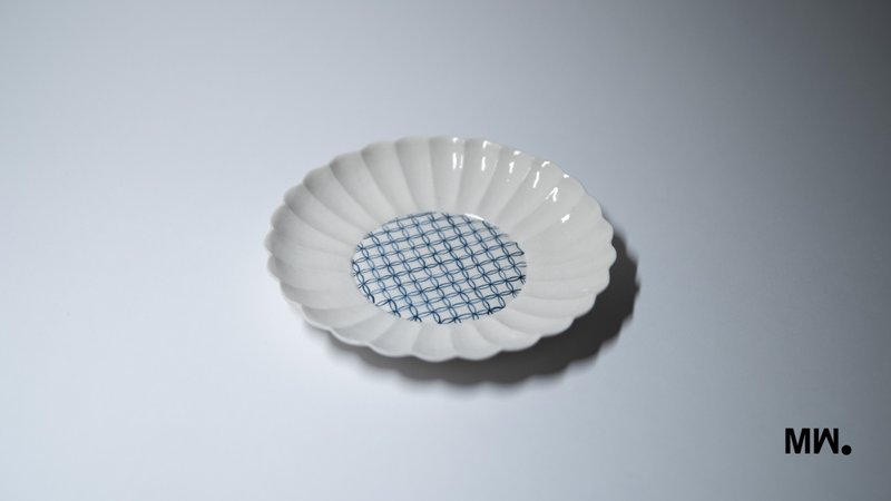 Blue and white plate with blue cross pattern - Plates & Trays - Pottery 