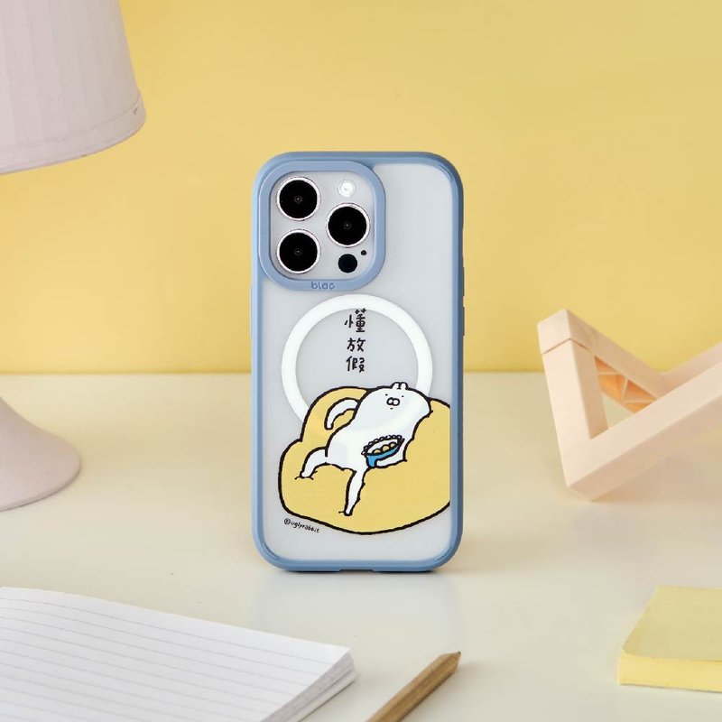 Ugly White Rabbit Sofa Potato Aurora Fog MagSafe iPhone Case - เคส/ซองมือถือ - ซิลิคอน สีดำ