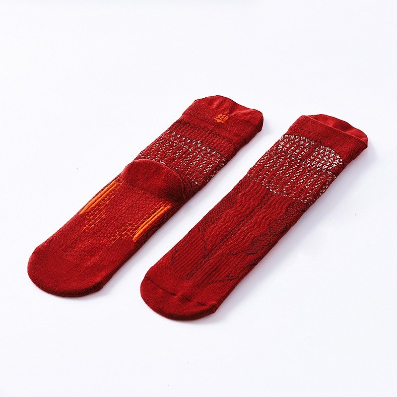 YOSHA Rio Red socks - ถุงเท้า - ผ้าฝ้าย/ผ้าลินิน สีแดง
