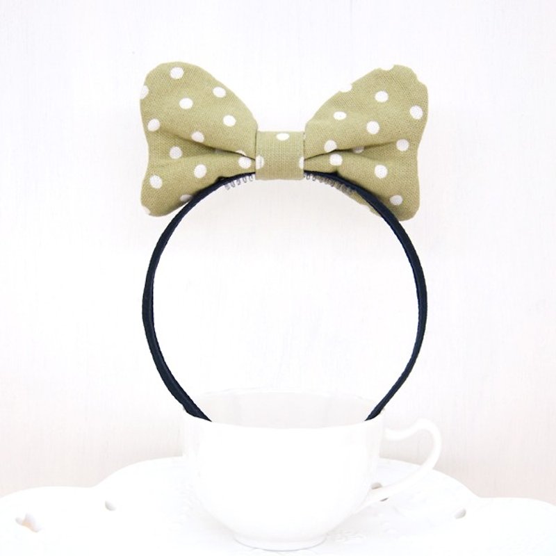 Cute Minnie Series - Mustard Green Soft Q Cloth Butterfly Hair Ring - Headbands - Cotton & Hemp Green