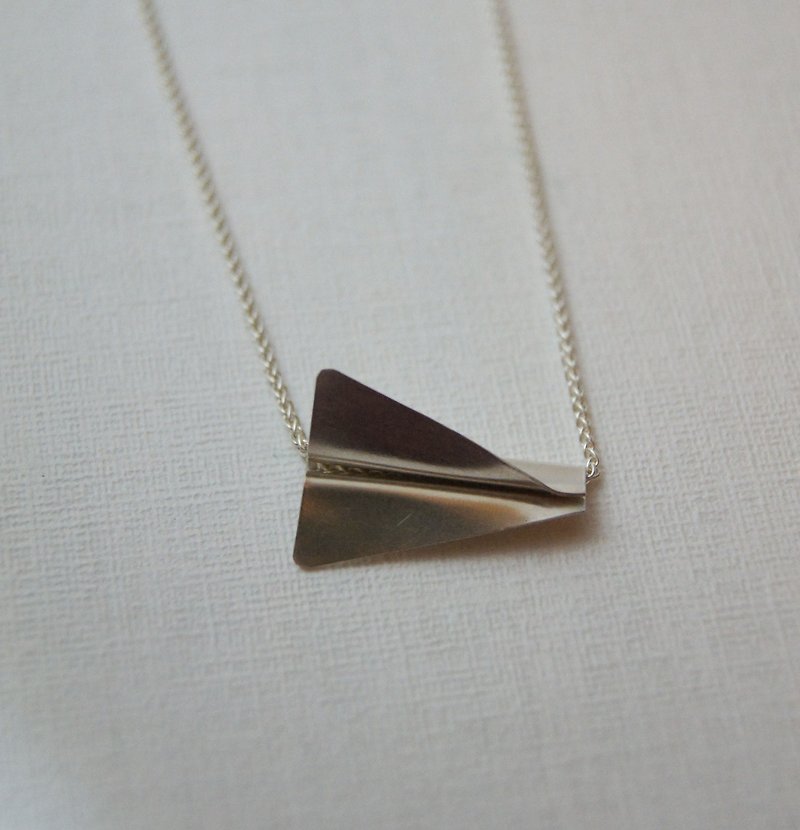 * Paper Airplane* handmade silver necklace - Necklaces - Other Metals Silver