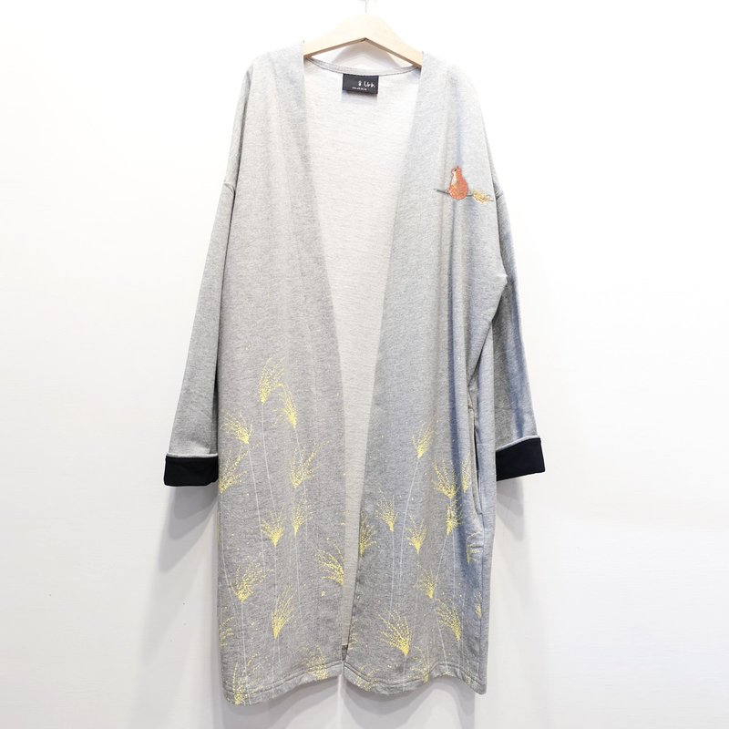 Urb. [Miscanthus cat] cotton long coat / gray - Women's Blazers & Trench Coats - Cotton & Hemp Gray