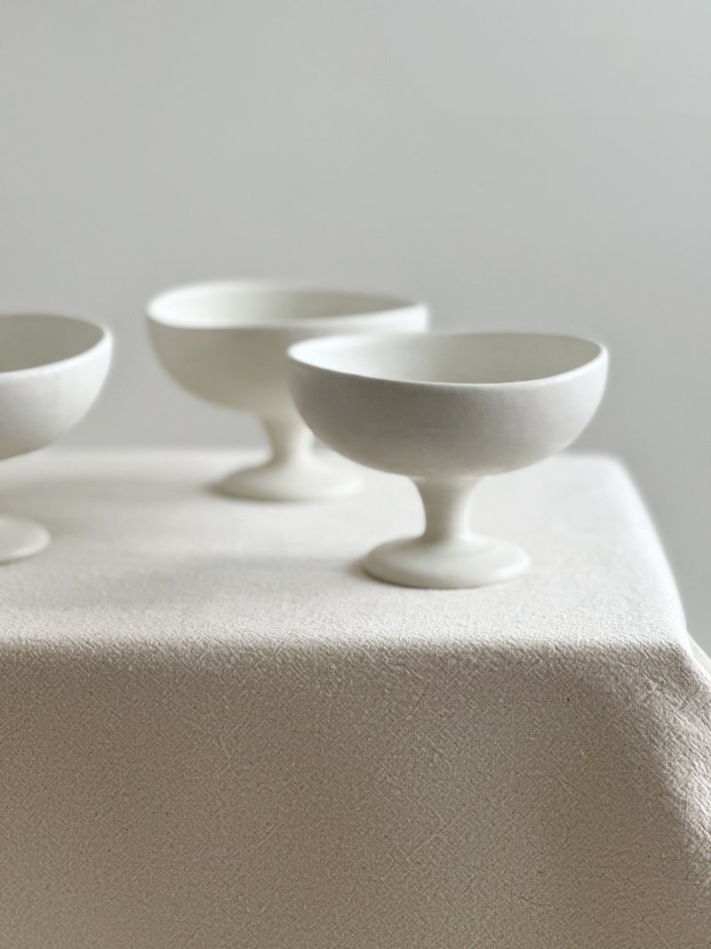 Matte white trimmed tall foot bowl - Bowls - Porcelain 