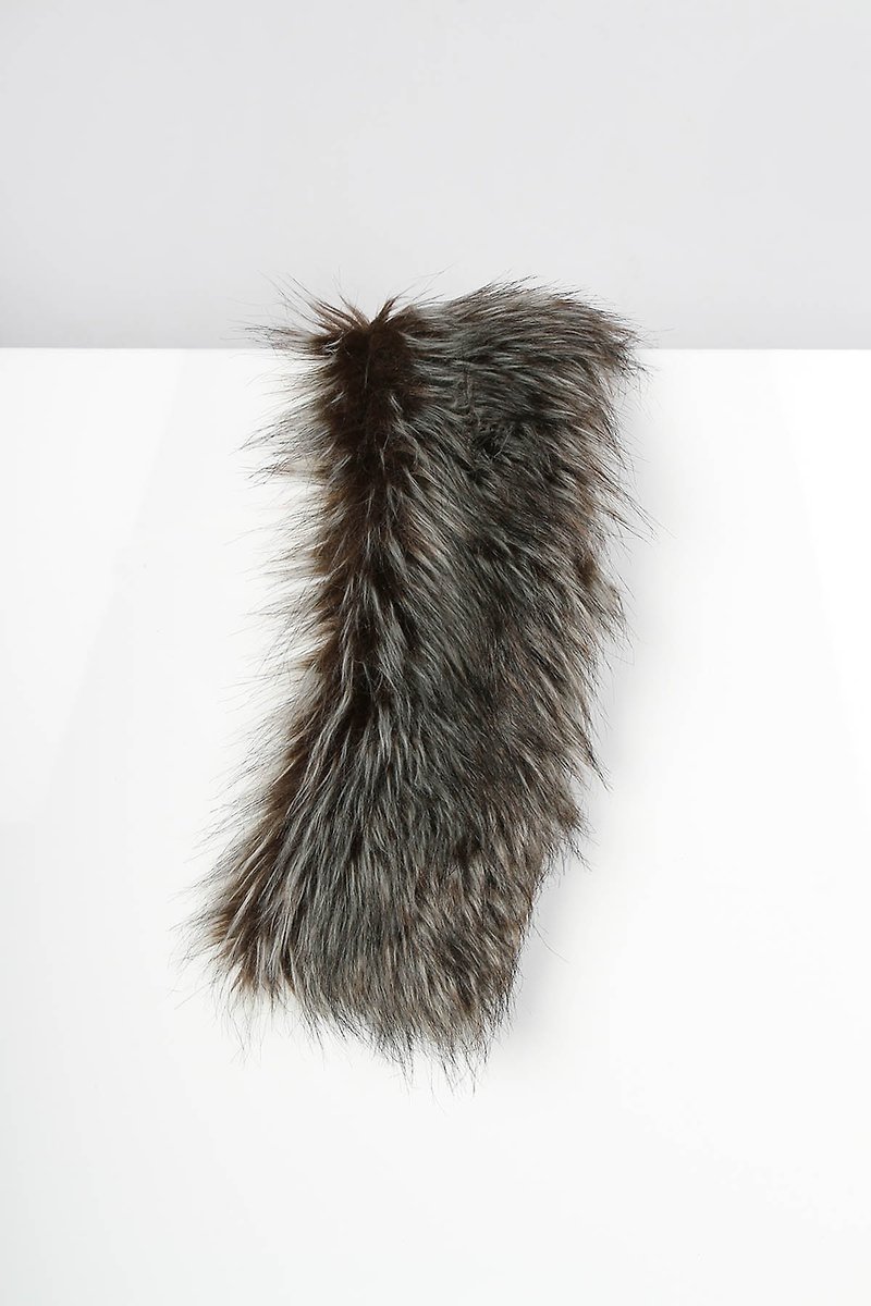 Faux Fur Collar-Coffee Long Hair - ผ้าพันคอถัก - เส้นใยสังเคราะห์ สีกากี