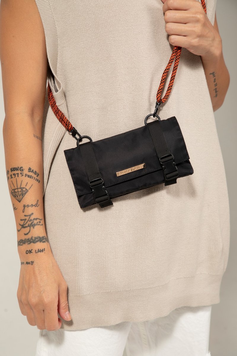 UTAH LEE X KIBO 聯名款中性小斜背包 - 側背包/斜背包 - 尼龍 黑色