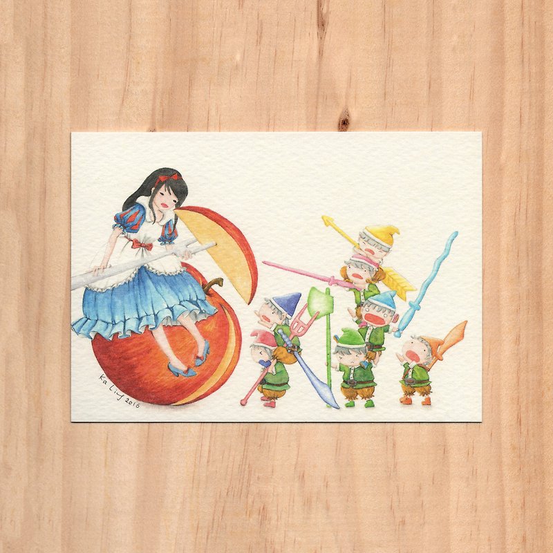 "Hong Kong Toys x Fairy Tales-Plastic Sword Boy x Snow White" watercolor illustration postcard - Cards & Postcards - Paper 