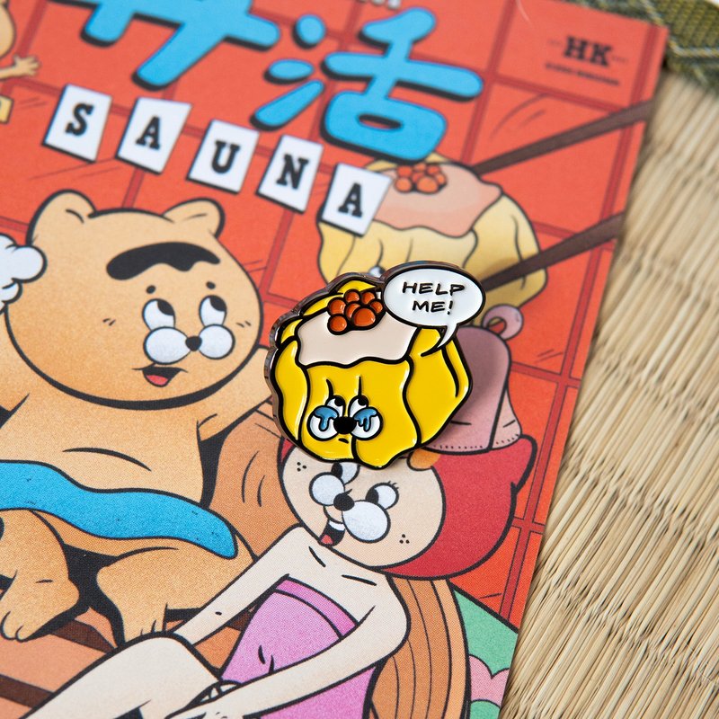 【Pinkoi 線下活動預購商品】小燒賣徽章及明信片限定套裝 - 徽章/別針 - 其他金屬 黃色