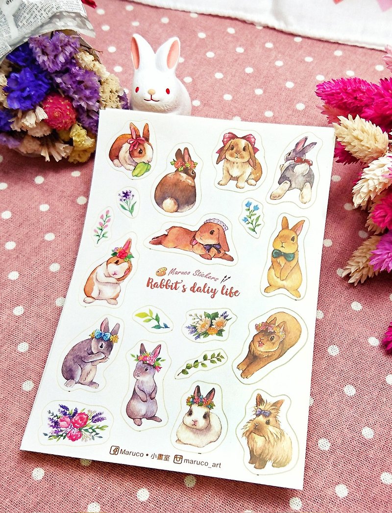 Rabbit daily life - white knife sticker - Stickers - Paper Multicolor