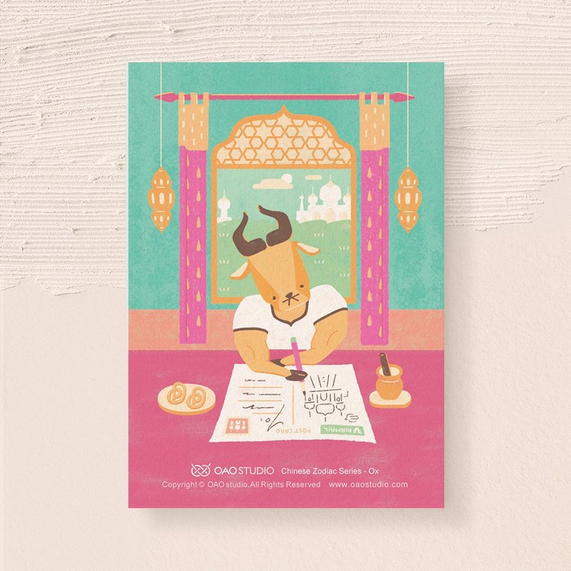 postcard- 生肖系列-牛 - 卡片/明信片 - 紙 多色