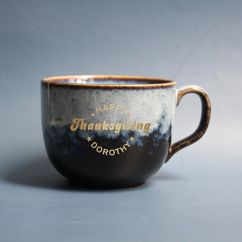Custom mug | text / pattern / logo  | coffee cup - แก้ว - ดินเผา สีน้ำเงิน