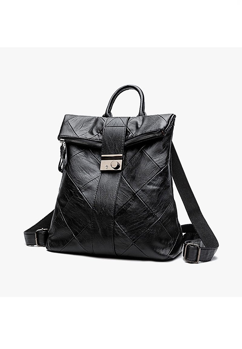 AOKING Leather Ladies Backpack 681-1 Black - Backpacks - Faux Leather Black