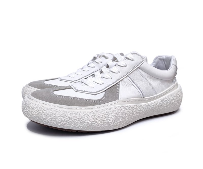 Genuine leather hand-rubbed casual sneakers-Q6035 - รองเท้าวิ่งผู้ชาย - หนังแท้ สีเทา