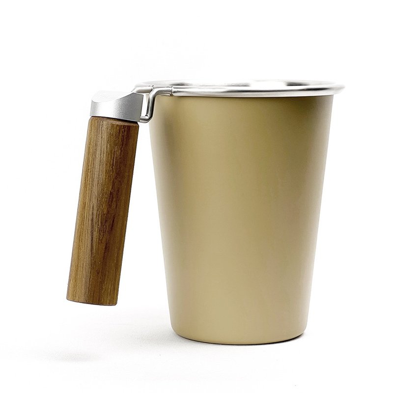 Wooden handle iO mug 480ml (Sand) - Mugs - Stainless Steel Khaki