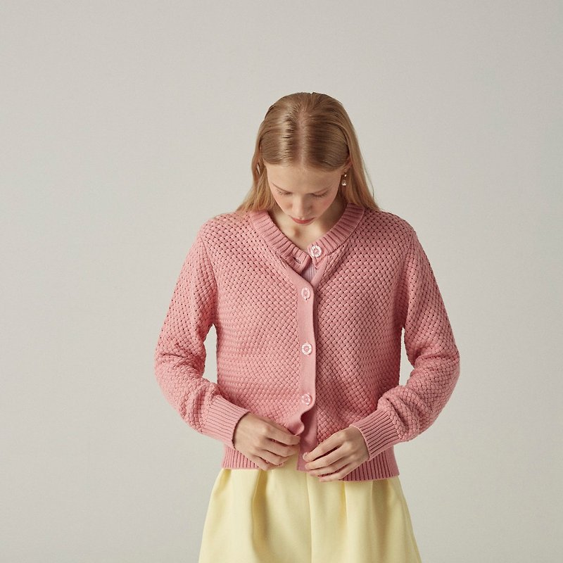 EVERYDAY CARDIGAN v.5 - made of 100% cotton yarn - Women's Sweaters - Cotton & Hemp Pink