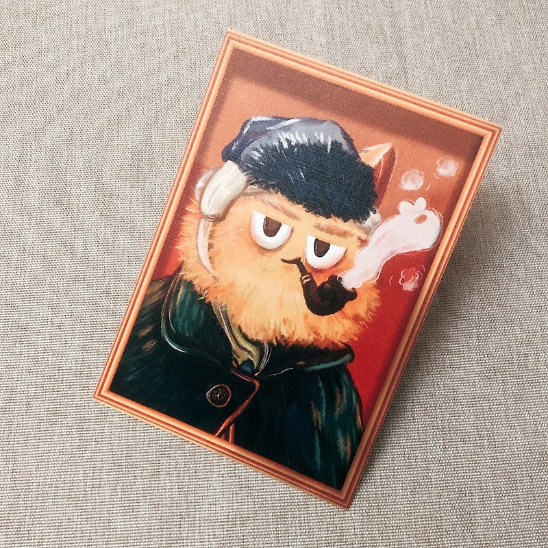 Paper Cards & Postcards Brown - Famous Painting Series - Self-portrait of bandaged cat