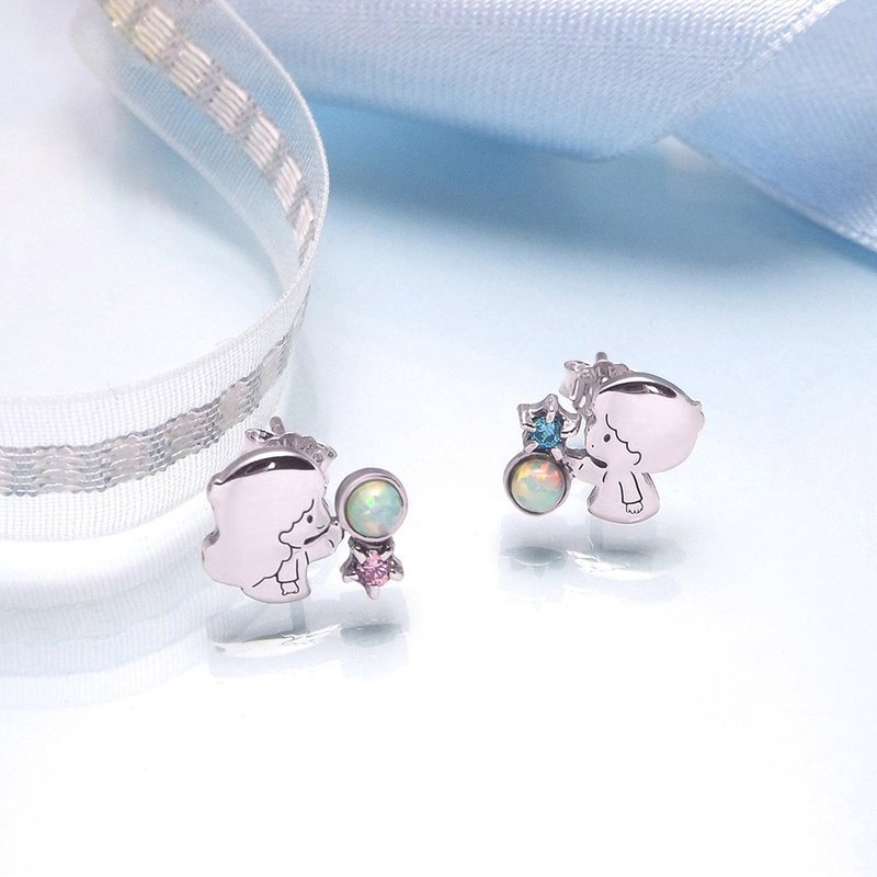 Gemini Wish Series-KikiLala Star Fragment Asymmetrical Sterling Silver Earrings - ต่างหู - เงินแท้ สีเงิน