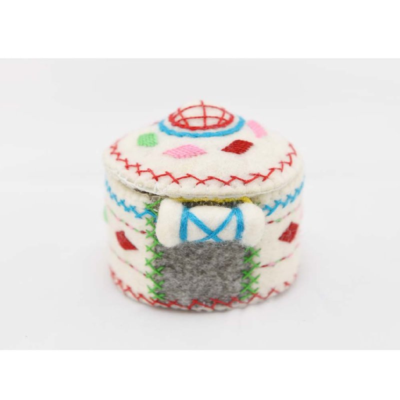 [Kyrgyzstan] White Palace Totem Yurt Storage Box-Small - Storage - Wool White