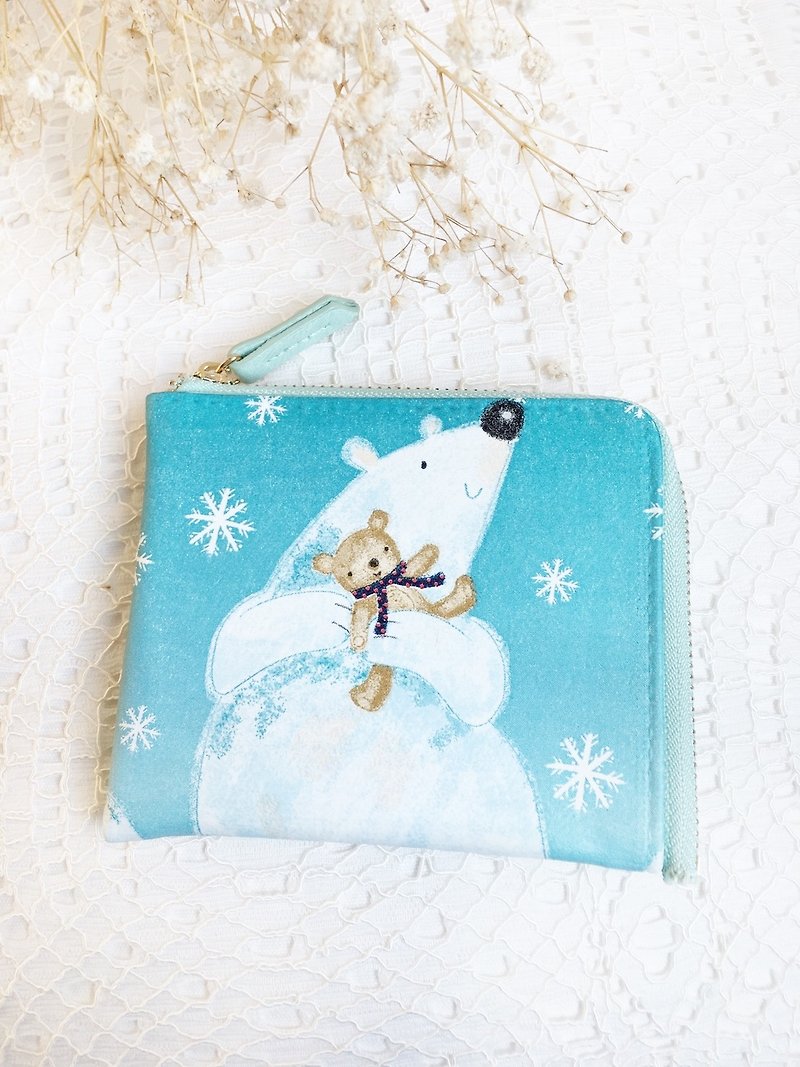 Christmas gift exchange - Wallet pocket polar bear - กระเป๋าสตางค์ - หนังแท้ 