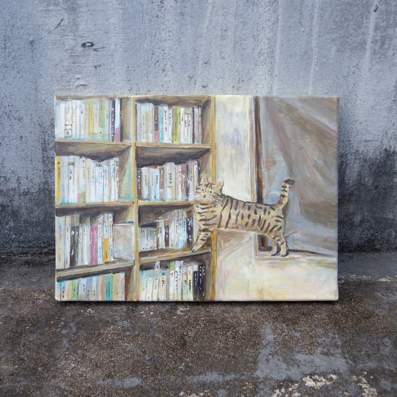 [The only original painting] Cat Bridge of Book and Window - โปสเตอร์ - วัสดุอื่นๆ สีกากี