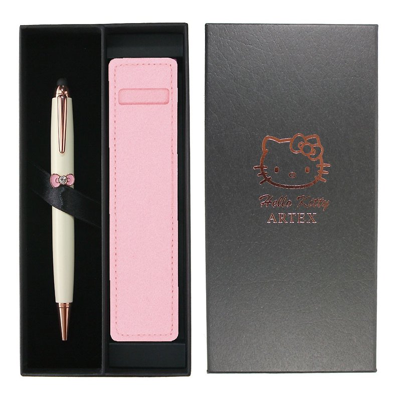 [Sold Out 50% Off] ARTEX x Kitty Touch Ball Pen Gift Box Set - Pearl White - Rollerball Pens - Copper & Brass White