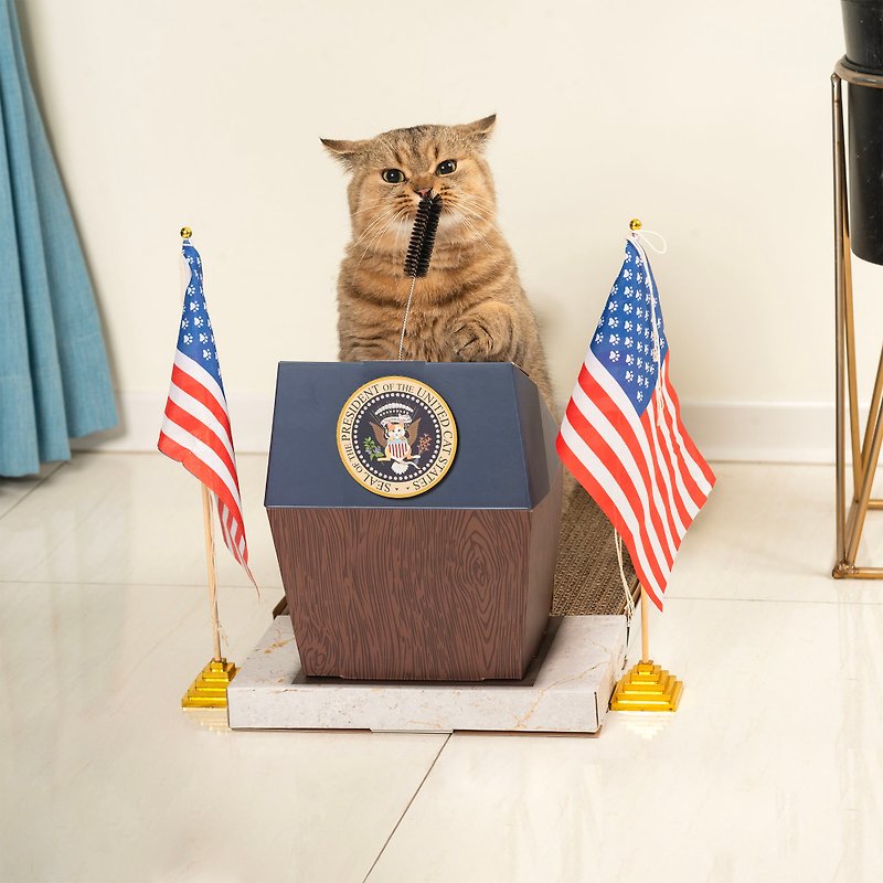 【LA LA CAT】貓國總統演講台 貓抓板 原廠出貨  台灣設計製造 - 貓跳台/貓抓板 - 紙 藍色