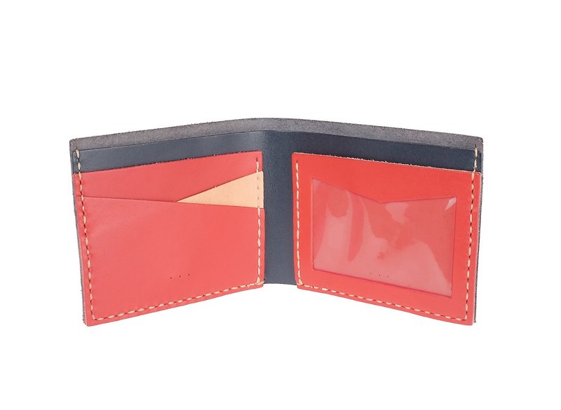 9 colour combos Italian vegetable tanned leather ID window wallet DIY Kit - เครื่องหนัง - หนังแท้ สีน้ำเงิน