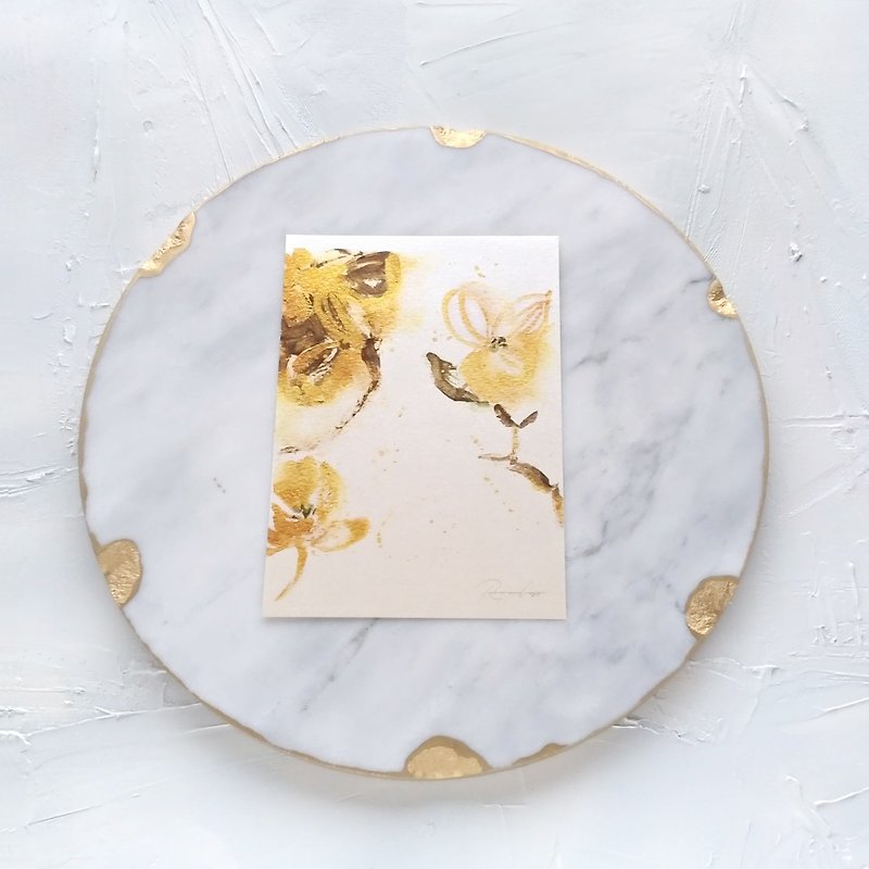 【CL珠光明信片】手繪金色花卉－(B)夏 繁花盛開 - 心意卡/卡片 - 紙 