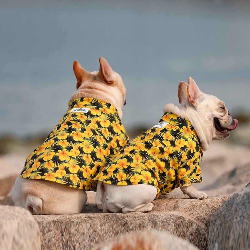 寵物度假風薄款透氣襯衫純棉狗狗衣服中大小型犬法鬥 - 寵物衣服 - 棉．麻 