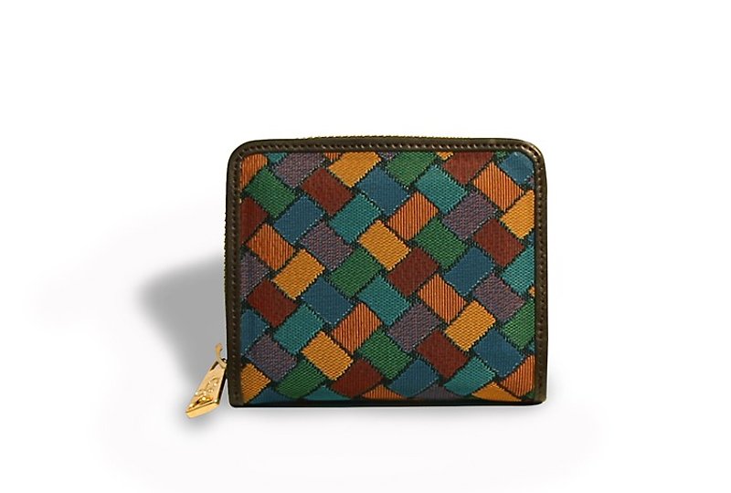 Interweave gorgeous jacquard short clip coffee -REORE - Coin Purses - Other Materials Multicolor