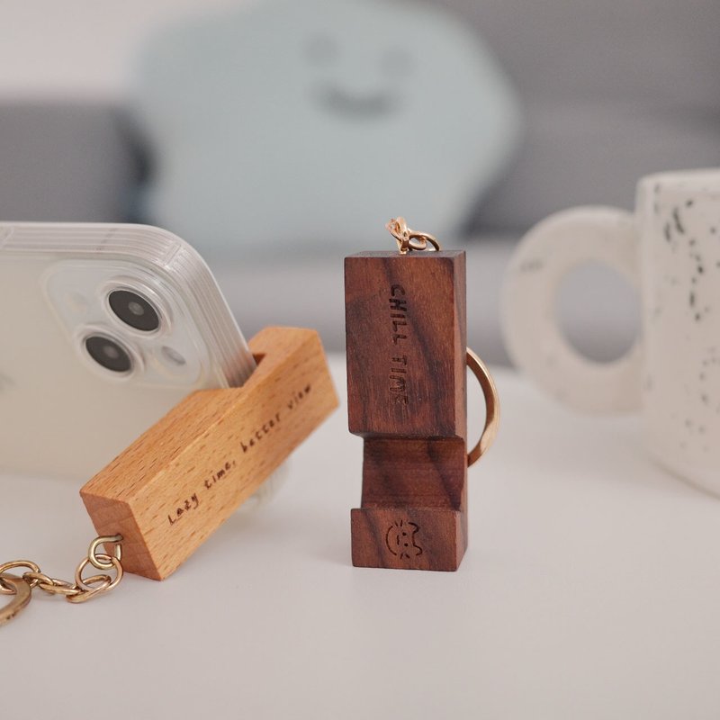 聖誕節禮物 手機架 客製化 刻圖刻字 原木手機支架鑰匙圈 吊飾 - 其他 - 木頭 