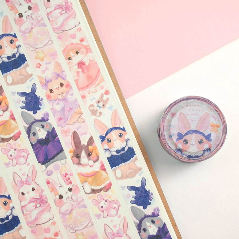 Dress Bunny (full corolful) _ Masking tape - Washi Tape - Paper Pink