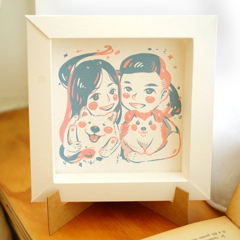 Add-on product-Simple paper photo frame with the same illustration/Portrait painting/Pet painting/Customization - ภาพวาดบุคคล - กระดาษ 