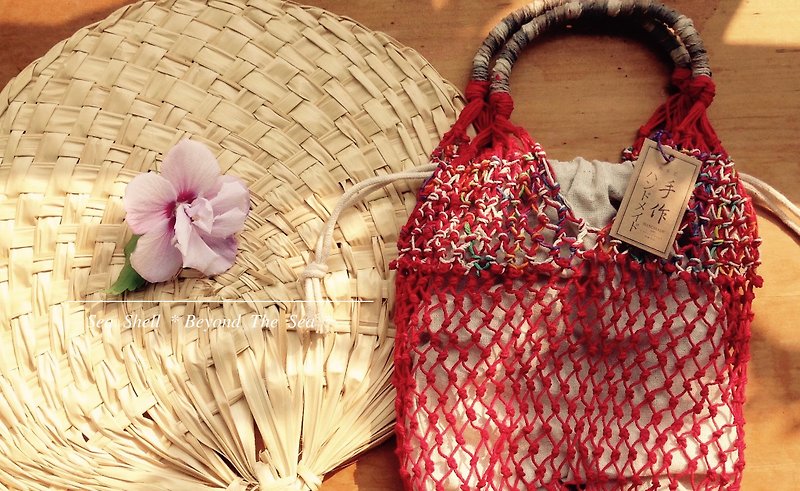 L hands to type / line U.S. hand-woven Linen- Heart be married bride / thermos - lunch box - housing - Handbags & Totes - Cotton & Hemp Red
